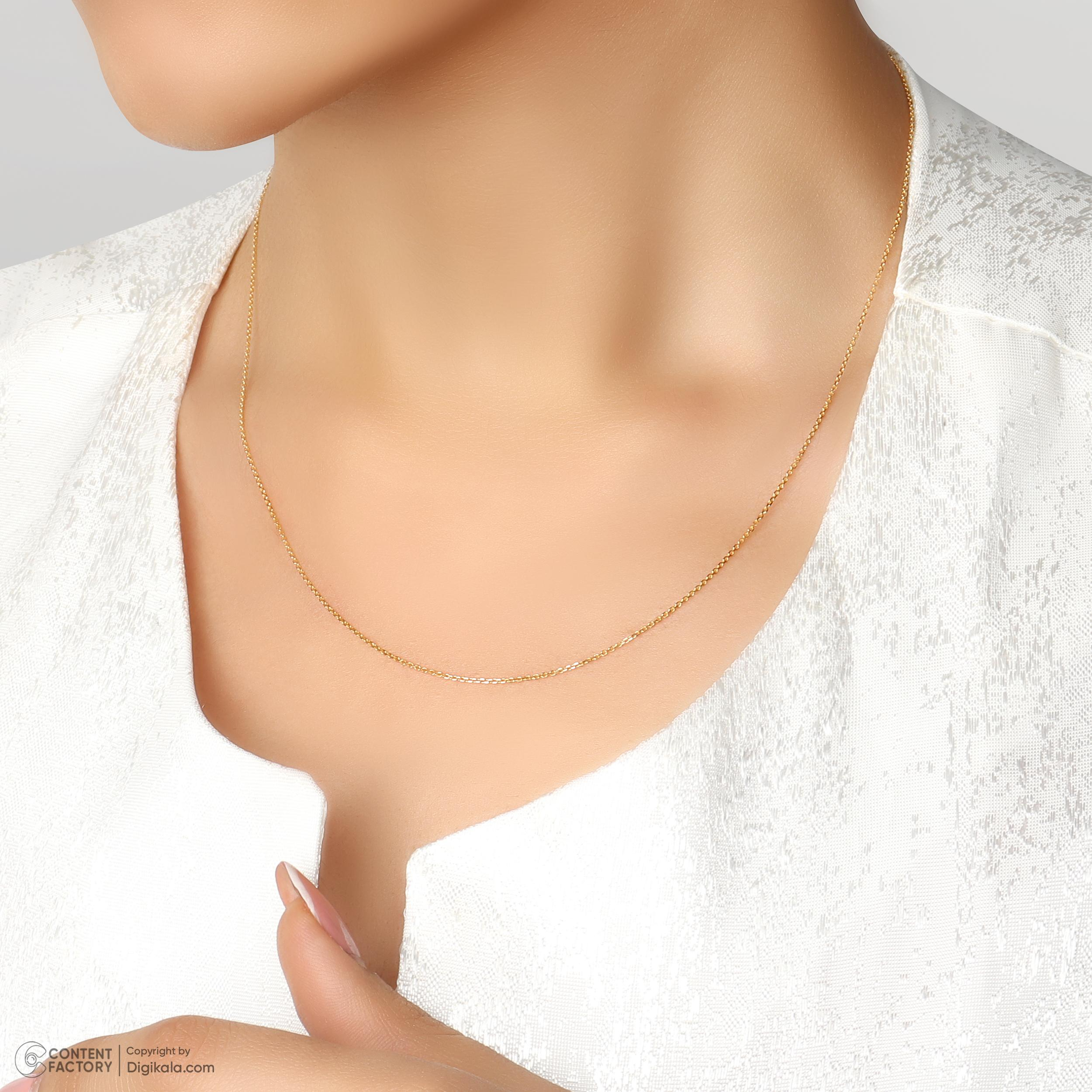 گردنبند طلا کم اجرت 18 عیار زنانه با زنجیر حلقه‌ای (فلامینگو) ناریا مدل فلامینگو