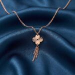 گردنبند طلا کم اجرت 18 عیار زنانه با زنجیر حلقه‌ای (فلامینگو) ناریا مدل ونکلیف تک تراش