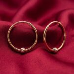 گوشواره حلقه‌ای طلا کم اجرت 18 عیار زنانه ناریا مدل تک گوی