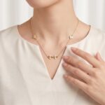گردنبند طلا کم اجرت 18 عیار زنانه با زنجیر حلقه‌ای (فلامینگو) ناریا مدل چهار ونکلیف تراش