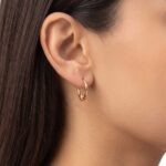 گوشواره حلقه‌ای طلا کم اجرت 18 عیار زنانه ناریا مدل تک گوی