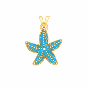 آویز گردنبند طلا 18 عیار زنانه ناریا طرح ستاره دریایی مینا کاری آبی